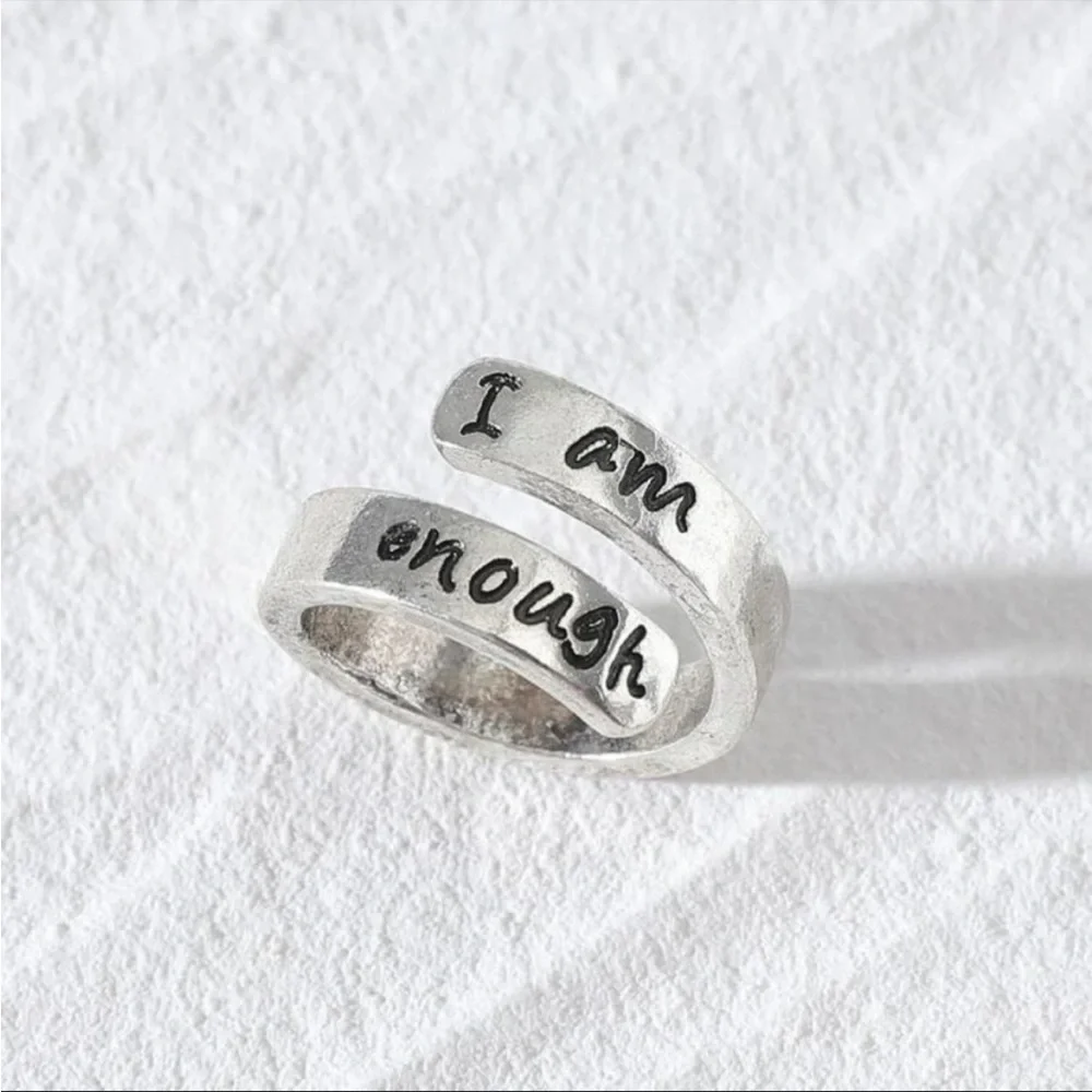 Silver I am enough spiral ring - Picture 3 of 3